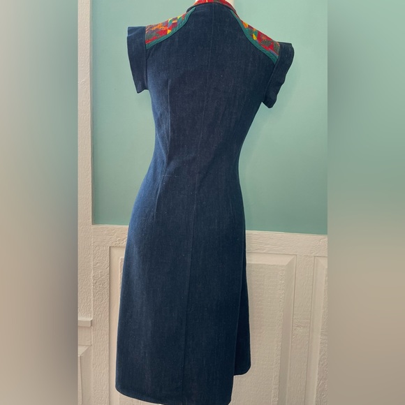 Vintage 1970s Retro Boho Denim Dress OOPS CALIFORNIA  Size 5/6 - Picture 4 of 9